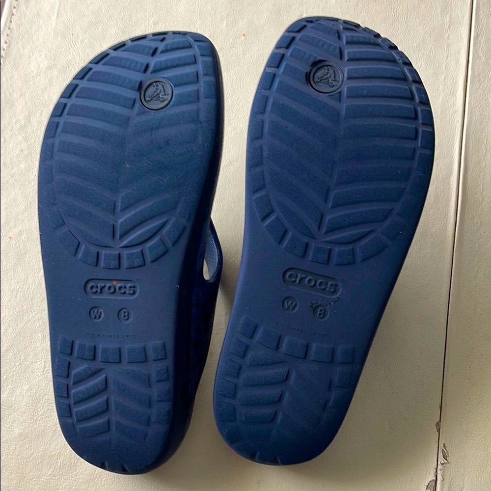 Blue Patterned  Croc Flip Flops - Picture 3 of 6